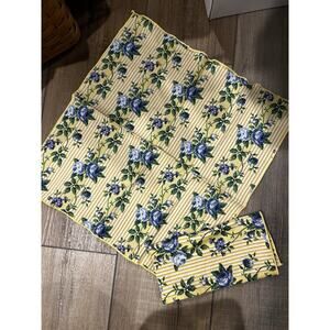 2 Longaberger Rose Trellis Napkins Yellow Floral fabric Squares